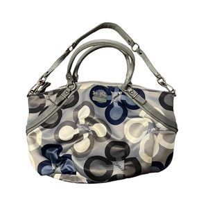 Coach Shoulder Maggie Grey Blue and White Hobo Bag
